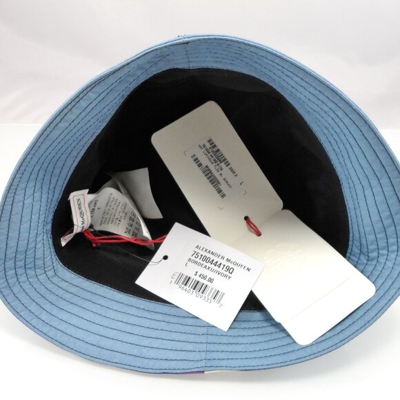 NWT$450 Alexander McQueen Embroidered Logo Abstract Luminous Flower Bucket Hat L - Picture 9 of 15